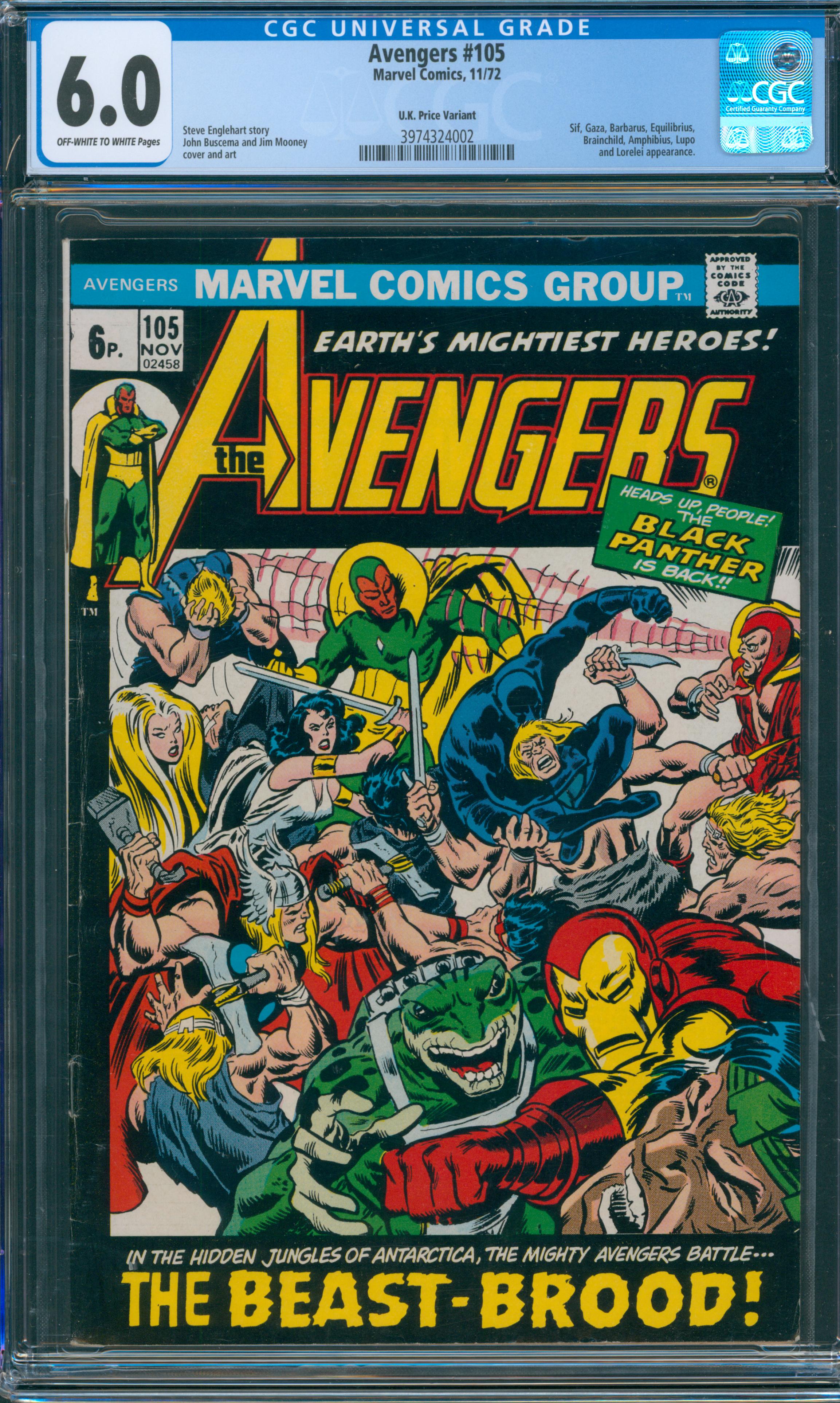 Avengers #105 CGC 6.0