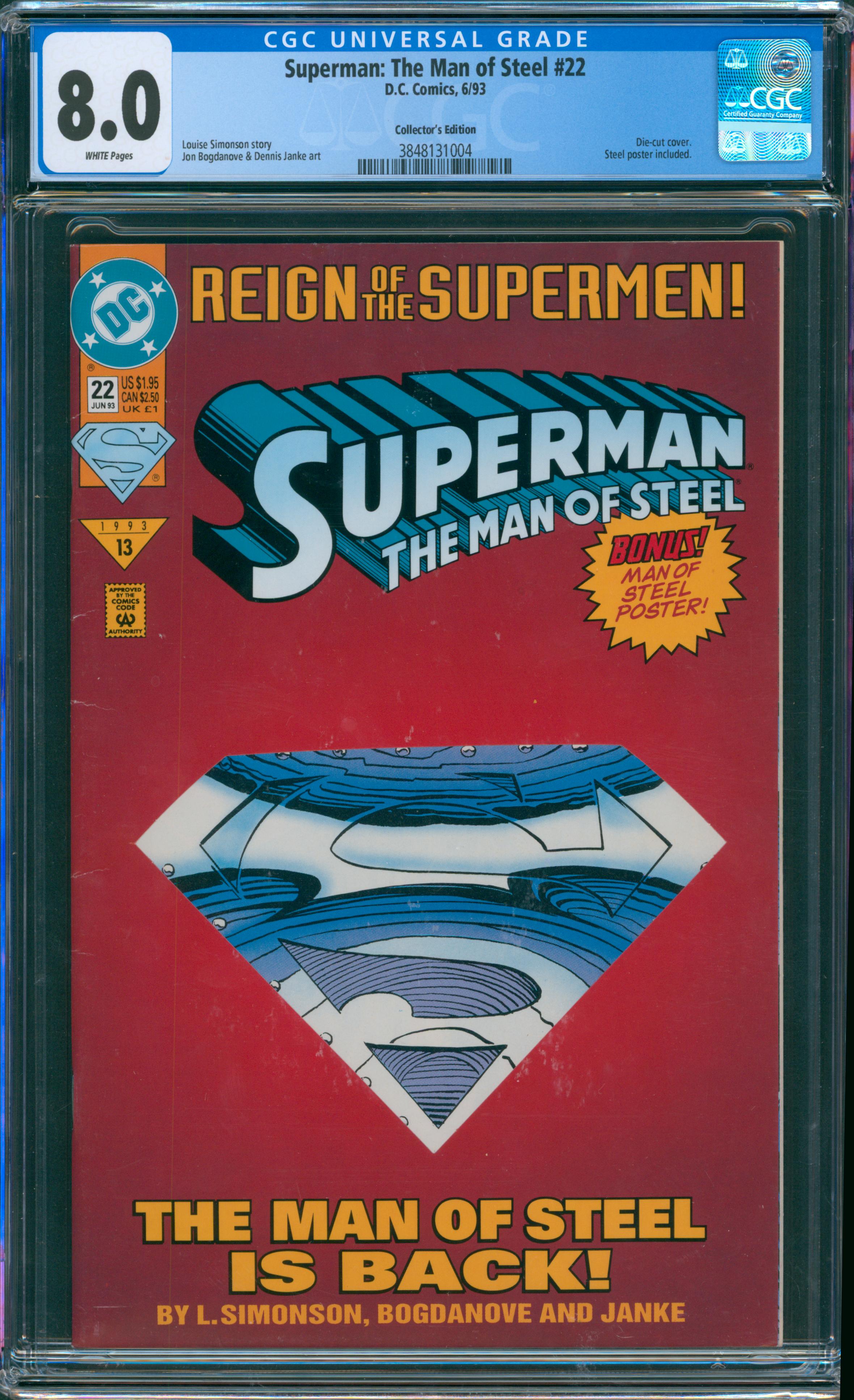 Superman: The Man of Steel #22 CGC 8.0