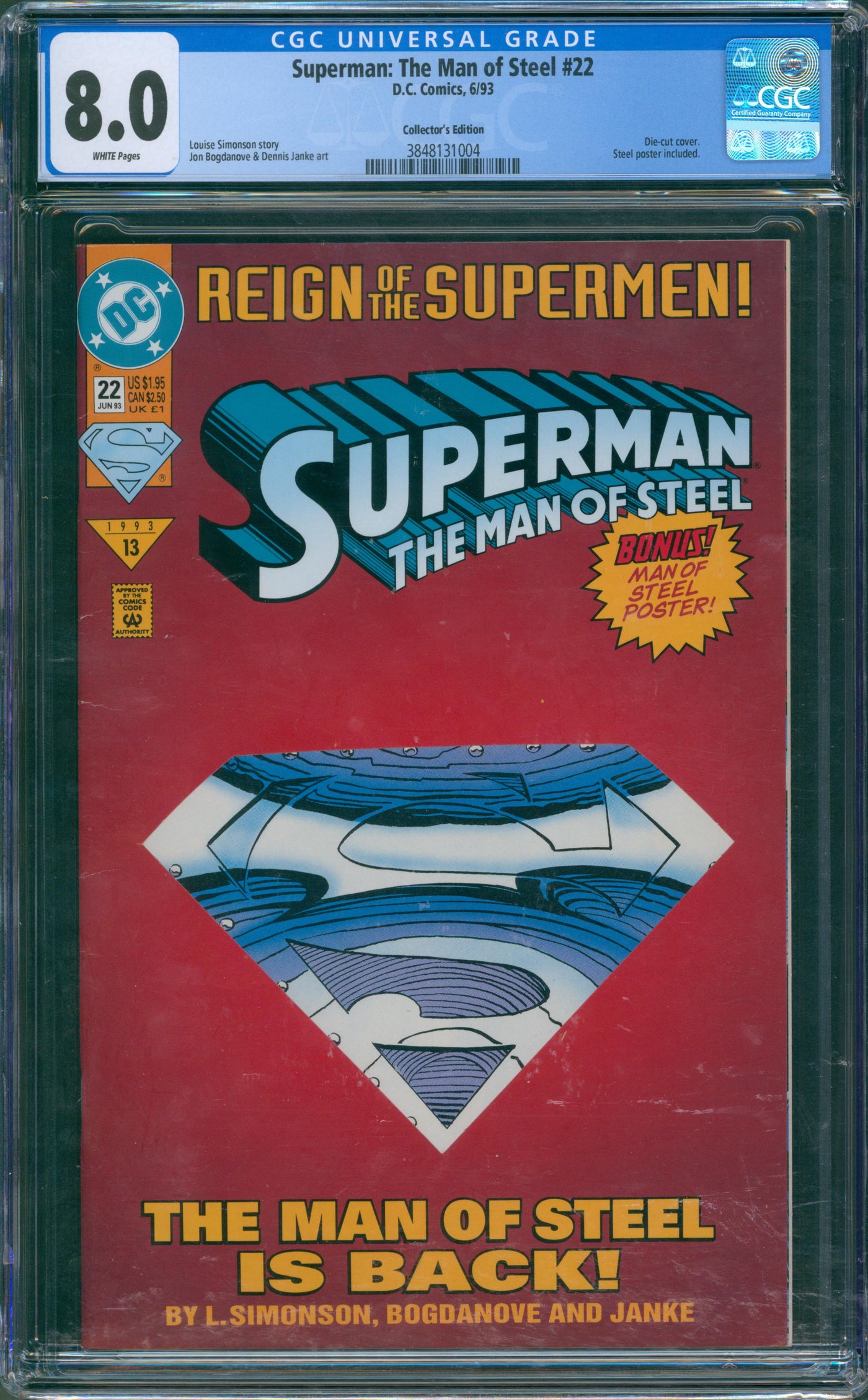 Superman: The man of Steel #22 CGC 8.0