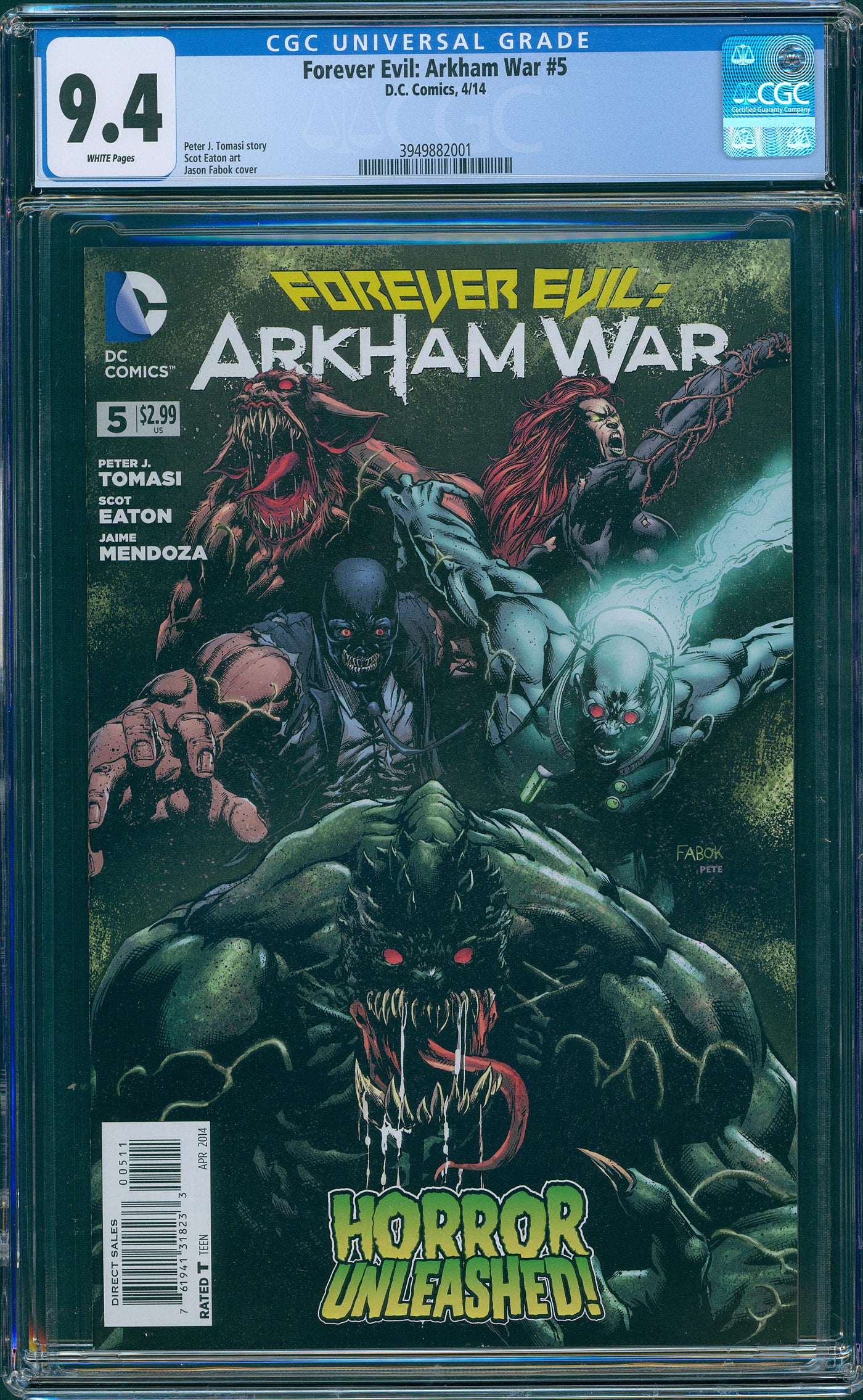 Forever evil Arkham war #5 CGC 9.4