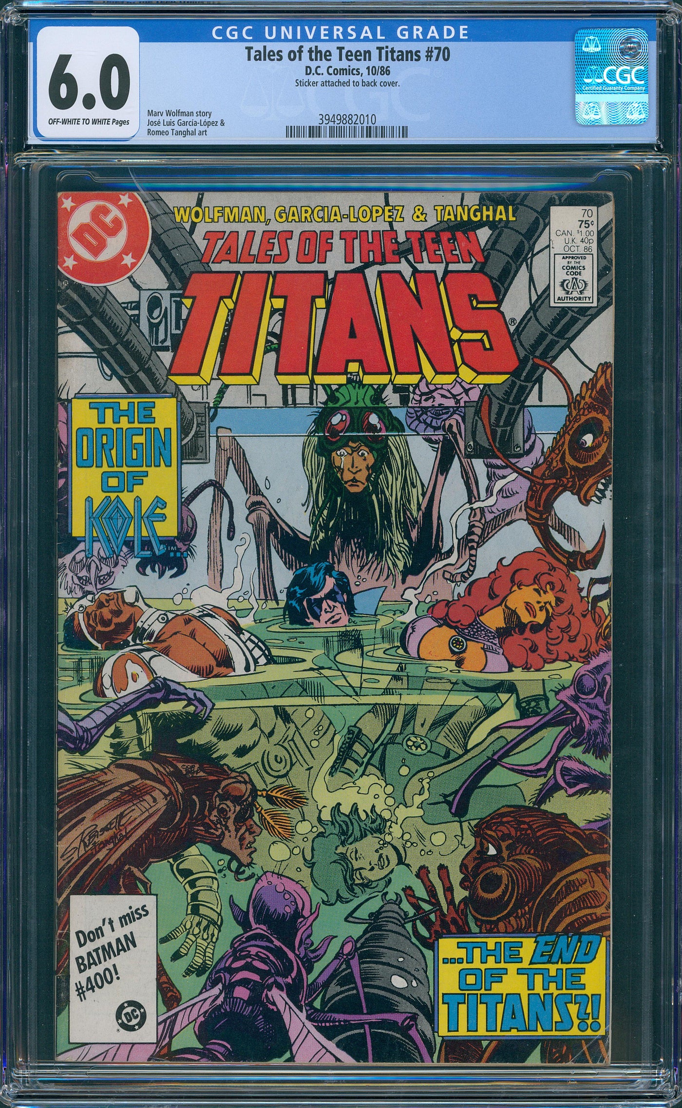 tales of the teen titans #70 CGC 6.0